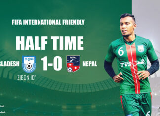 জীবনের গোলে প্রথমার্ধে এগিয়ে বাংলাদেশ